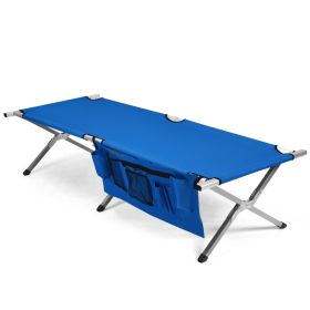 Folding Portable Camping Cot with Carrying Bag and Side Pockets