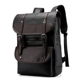 New PU waterproof backpack student computer bag (Option: Black-19 inches)