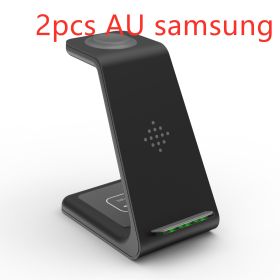 3 In 1 Fast Charging Station Wireless Charger Stand Wireless Quick Charge Dock For Phone Holder (Option: Black 2pcs-Samsung AU)