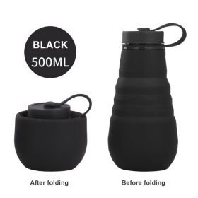 500ml Large Capacity Silicone Folding Water Bottle High Temperature Resistance Outdoor Sports Bottle Travel Portable Cup (Capacity: 500ML, Color: 01)