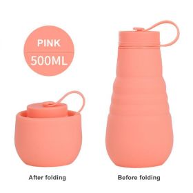 500ml Large Capacity Silicone Folding Water Bottle High Temperature Resistance Outdoor Sports Bottle Travel Portable Cup (Capacity: 500ML, Color: 04)