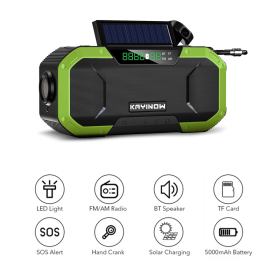 Solar Radio Hand Crank Emergency Flashlight Reading Light AM FM NOAA Phone Charger SOS Alarming Outdoor Survival Power Bank (Ships From: China, Color: DF-580)