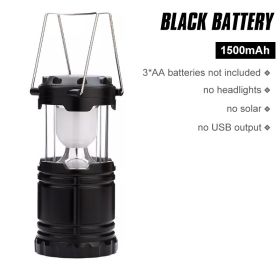 Solar LED Camping Light Portable Camping Lamp USB Rechargeable Flashlight Emergency Tent Lamp Torch Waterproof Lighting Outdoor (Wattage: Only battery, Ships From: CN)